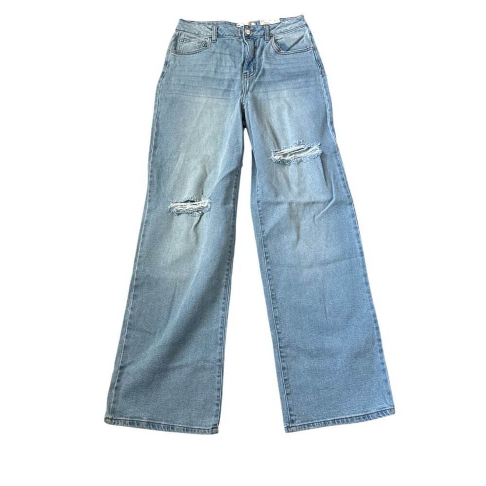 NWT So Women's Super High Rise Wide Leg Size 9 Jeans 90s Ripped Y2K